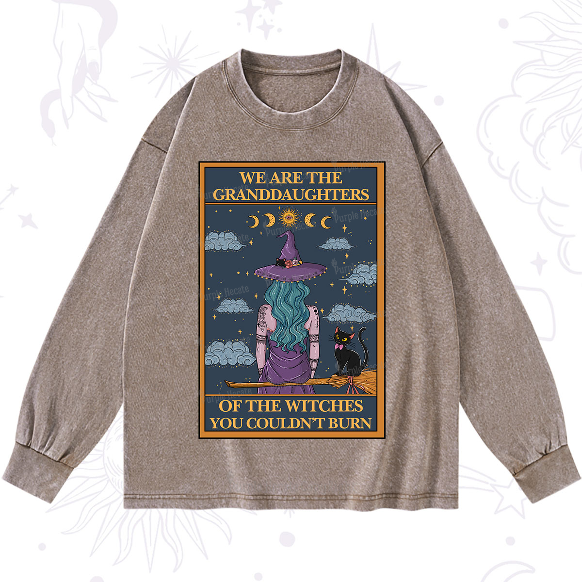 Purplehecate The Witches You Couldn't Burn Oracle Card Washed Long Sleeve Shirt