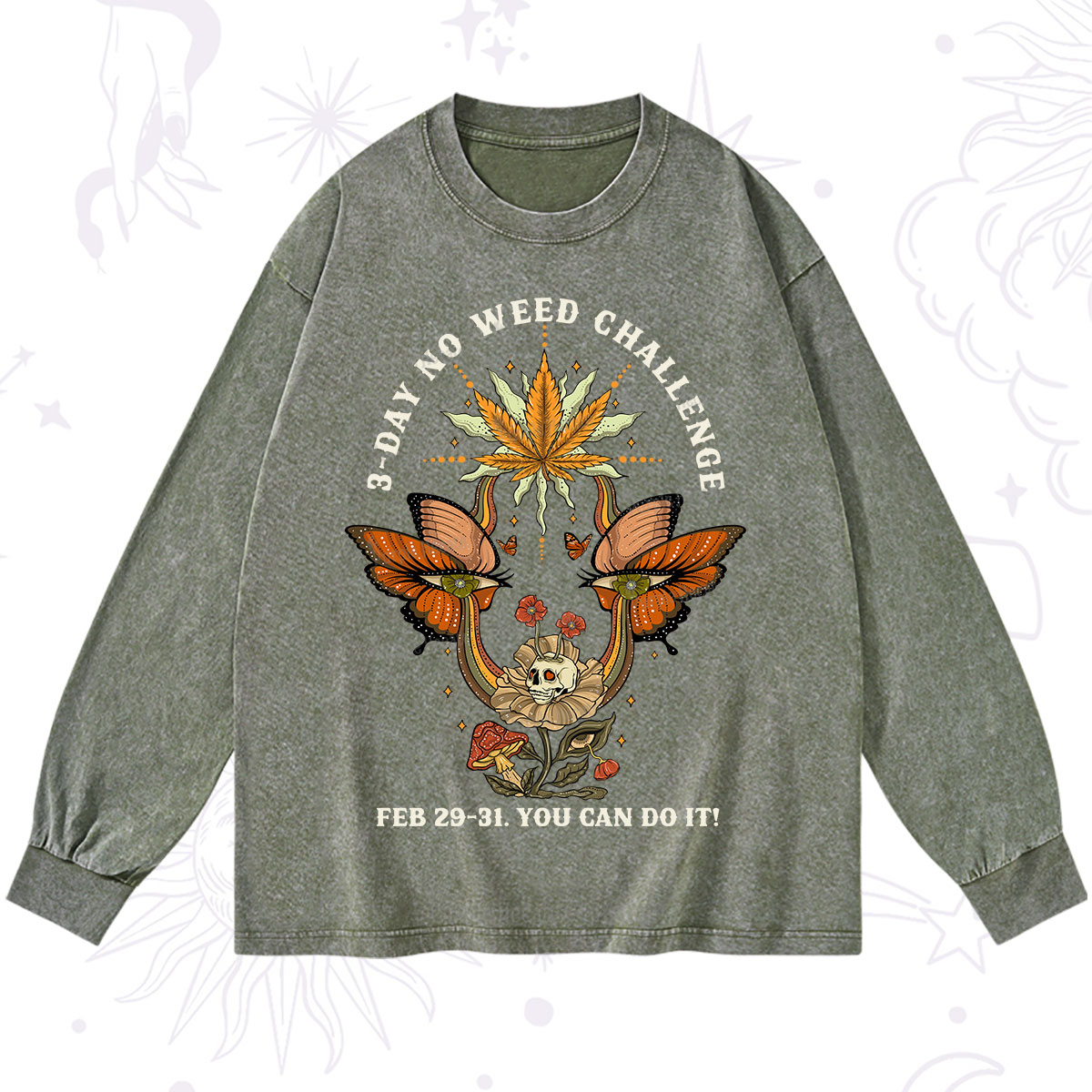 Purplehecate 3 Day No Weed Challenge Washed Long Sleeve Shirt