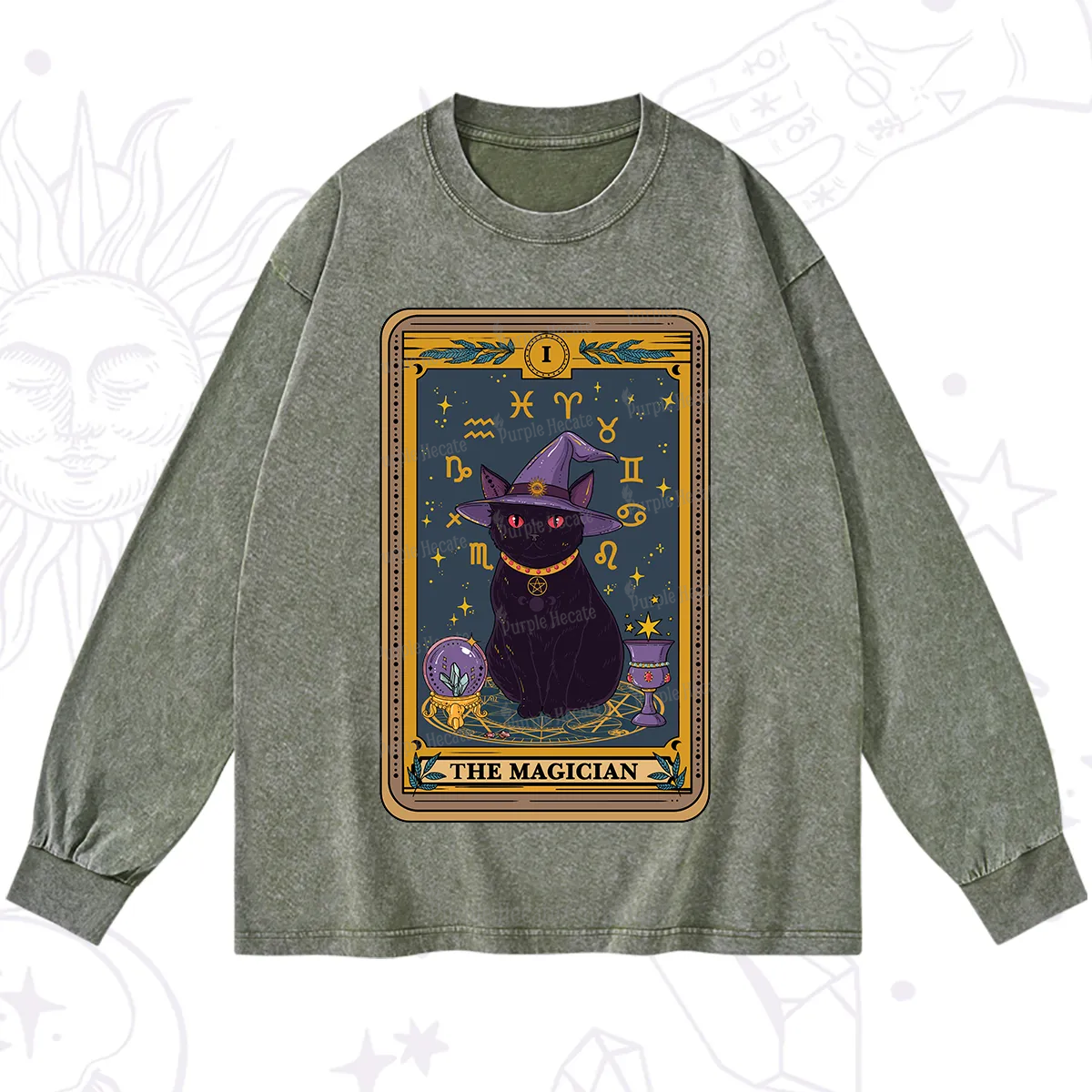 Purplehecate The Magician Tarot Washed Long Sleeve Shirt