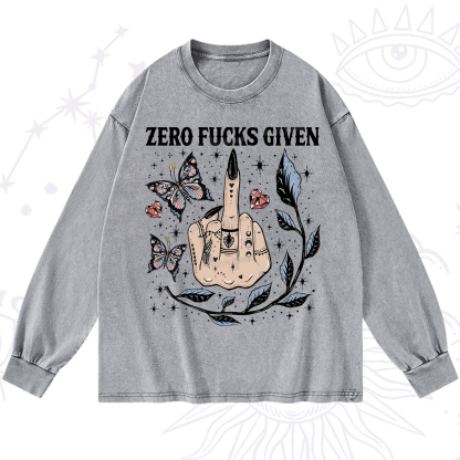 Purplehecate Zero Fucks Given Washed Long Sleeve Shirt