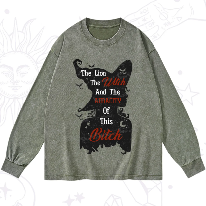 Purplehecate The Lion The Witch And The Audacity Of This Bitch Washed Long Sleeve Shirt