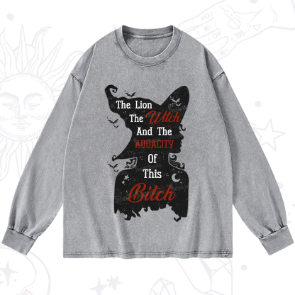 Purplehecate The Lion The Witch And The Audacity Of This Bitch Washed Long Sleeve Shirt