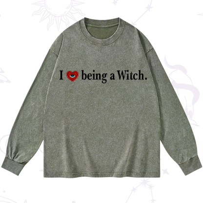 Purplehecate I Being A Witch Washed Long Sleeve Shirt