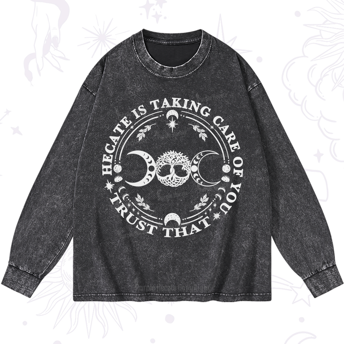 Purplehecate Hecate Is Taking Care Of You Washed Long Sleeve Shirt