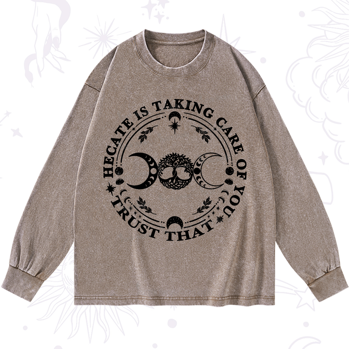 Purplehecate Hecate Is Taking Care Of You Washed Long Sleeve Shirt