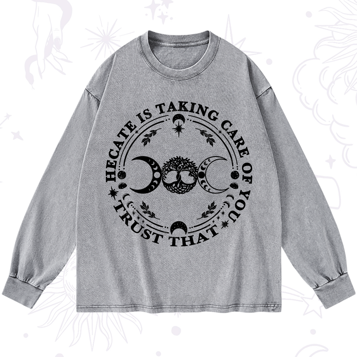Purplehecate Hecate Is Taking Care Of You Washed Long Sleeve Shirt