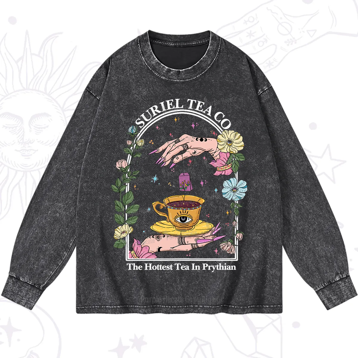 Purplehecate The Hottest Tea in Prythian Washed Long Sleeve Shirt