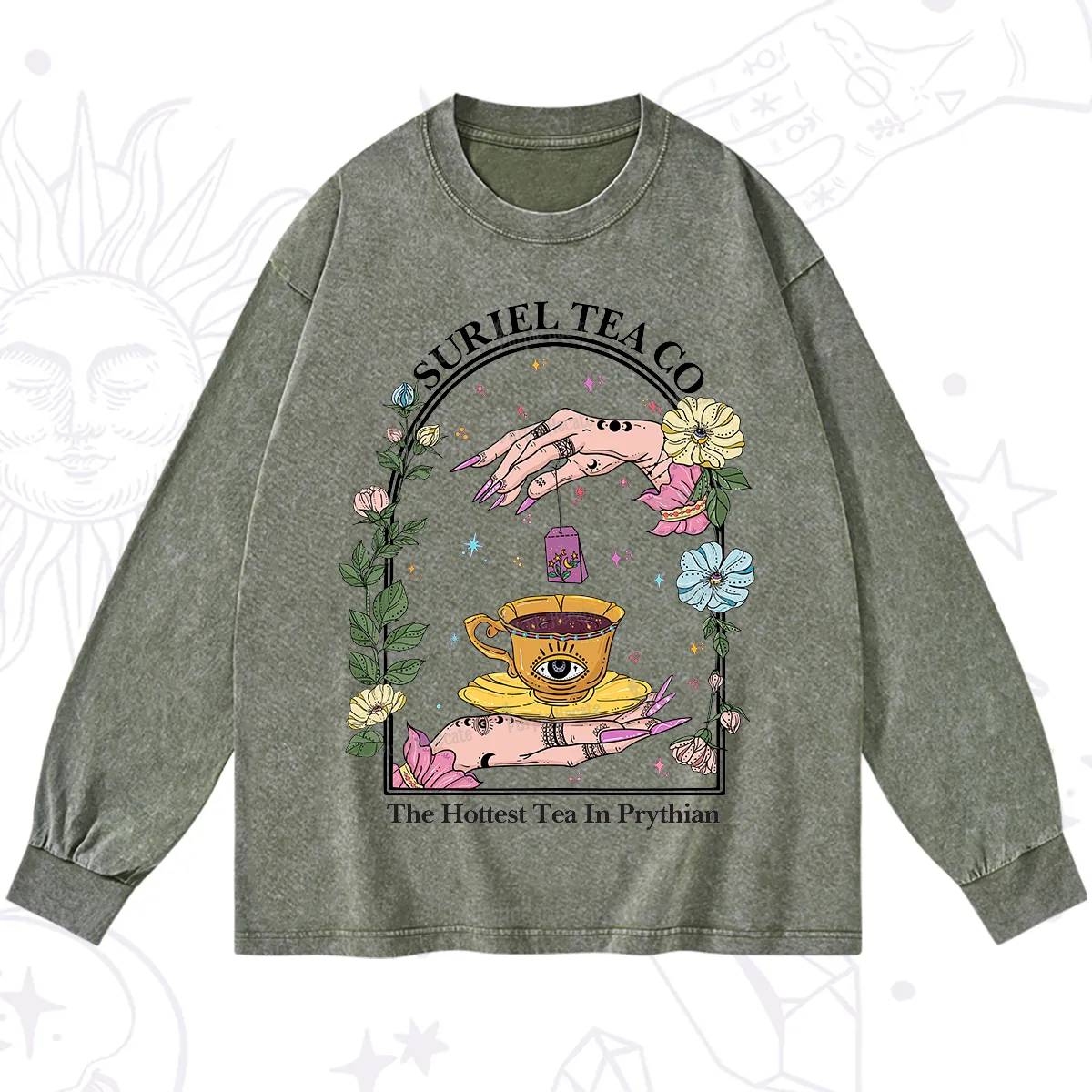 Purplehecate The Hottest Tea in Prythian Washed Long Sleeve Shirt
