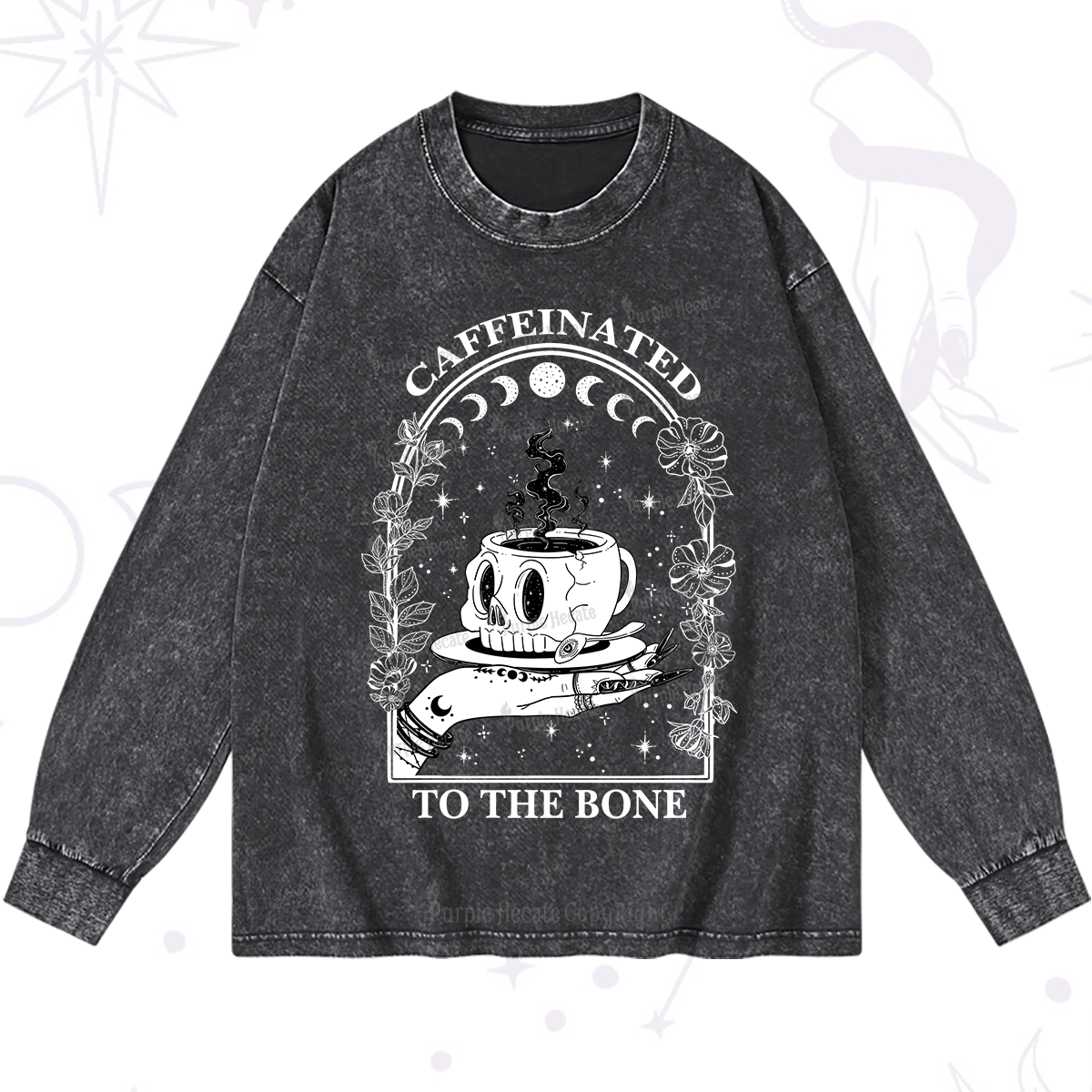 Purplehecate Caffeinated To The Bone Washed Long Sleeve Shirt