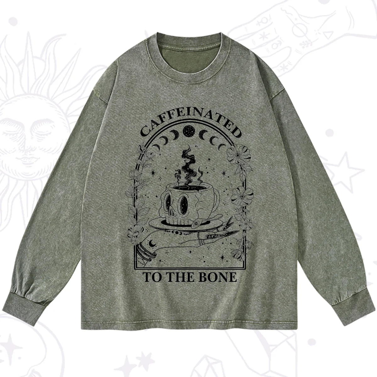 Purplehecate Caffeinated To The Bone Washed Long Sleeve Shirt
