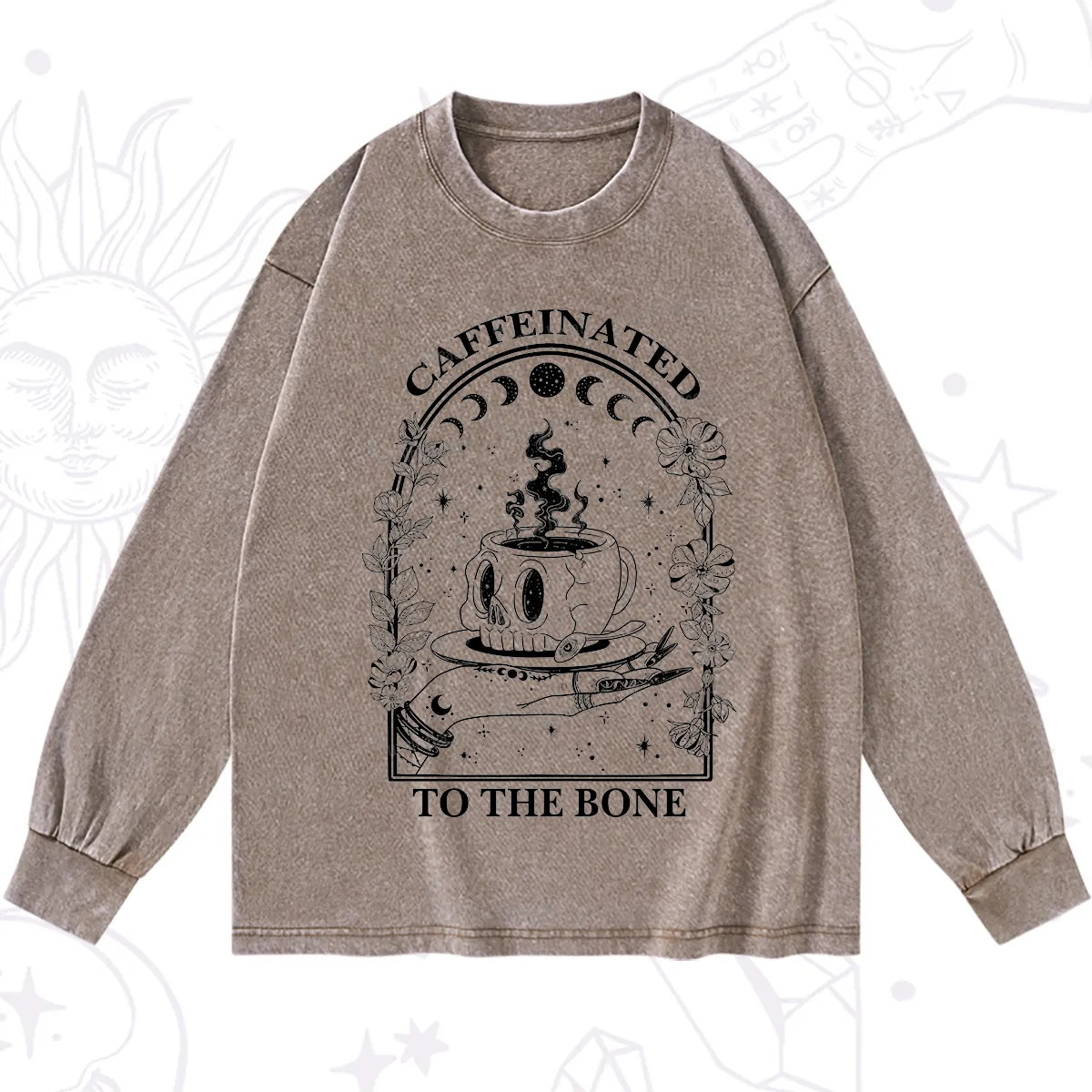 Purplehecate Caffeinated To The Bone Washed Long Sleeve Shirt