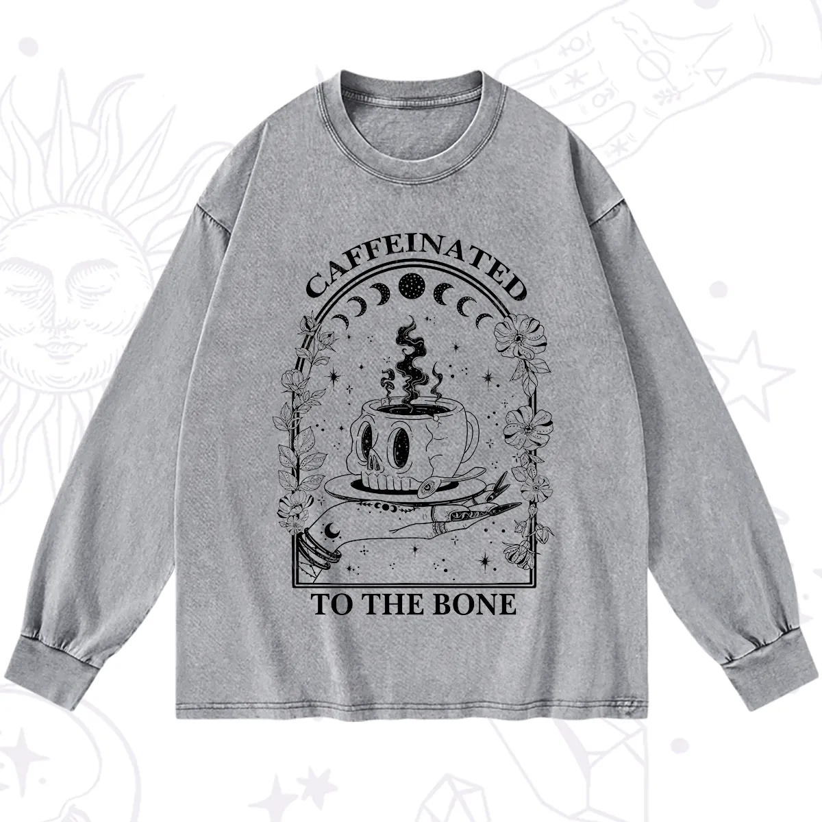 Purplehecate Caffeinated To The Bone Washed Long Sleeve Shirt