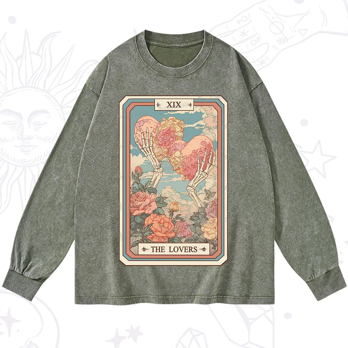 Purplehecate The Lovers Undying Heart Tarot Washed Long Sleeve Shirt