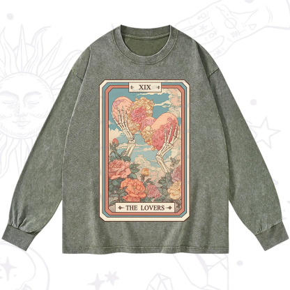 Purplehecate The Lovers Undying Heart Tarot Washed Long Sleeve Shirt