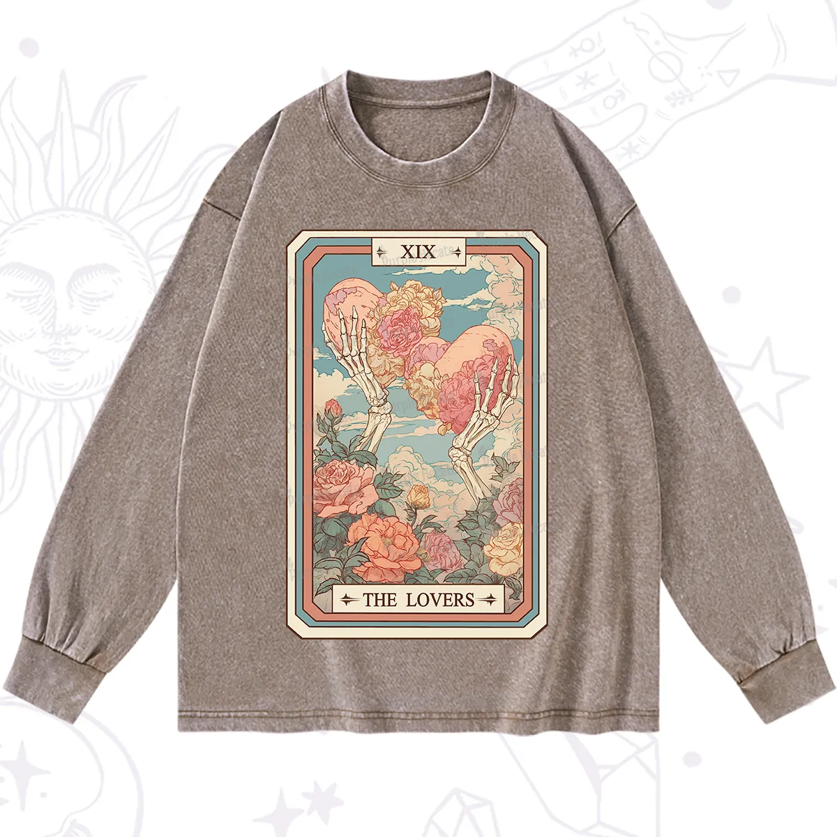 Purplehecate The Lovers Undying Heart Tarot Washed Long Sleeve Shirt