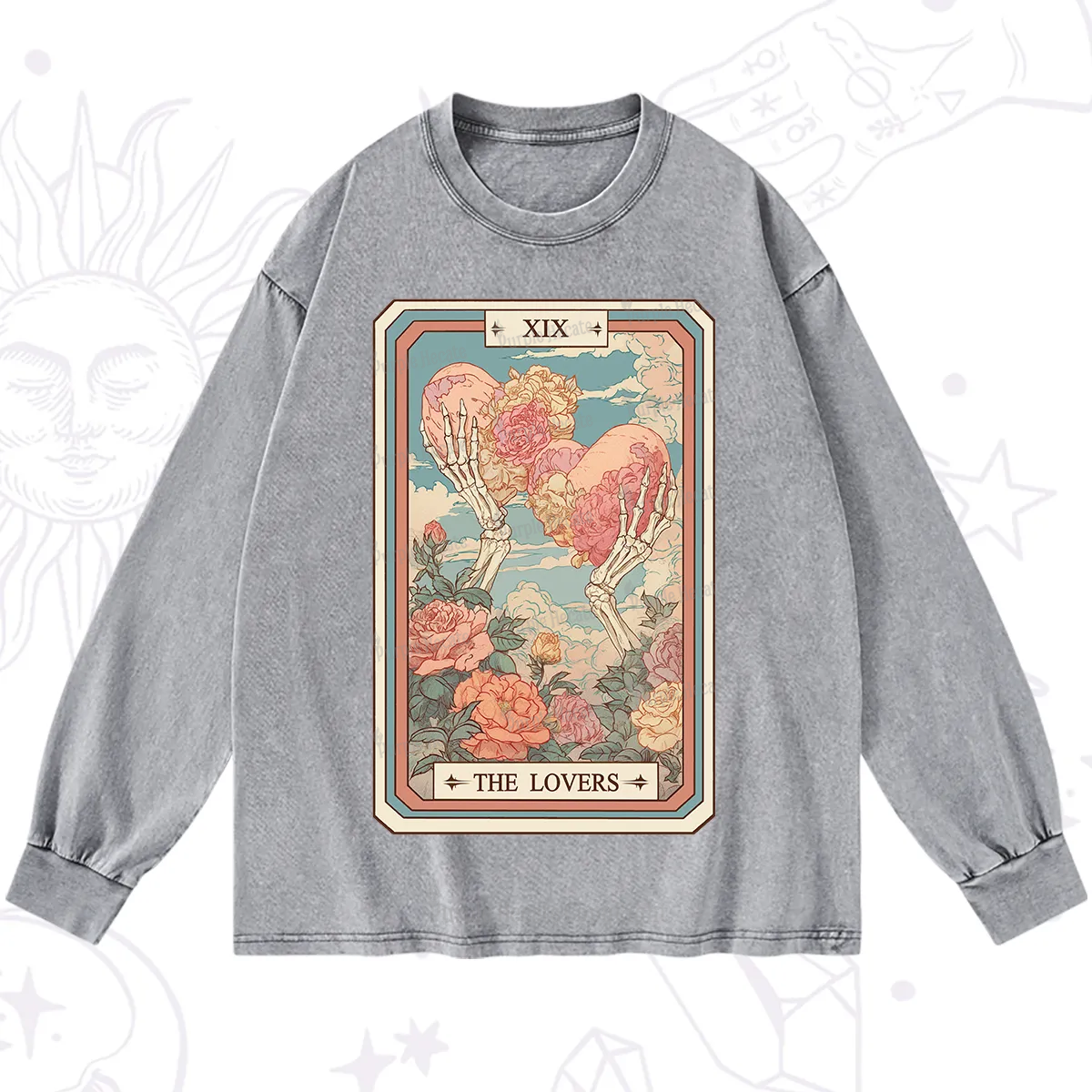 Purplehecate The Lovers Undying Heart Tarot Washed Long Sleeve Shirt