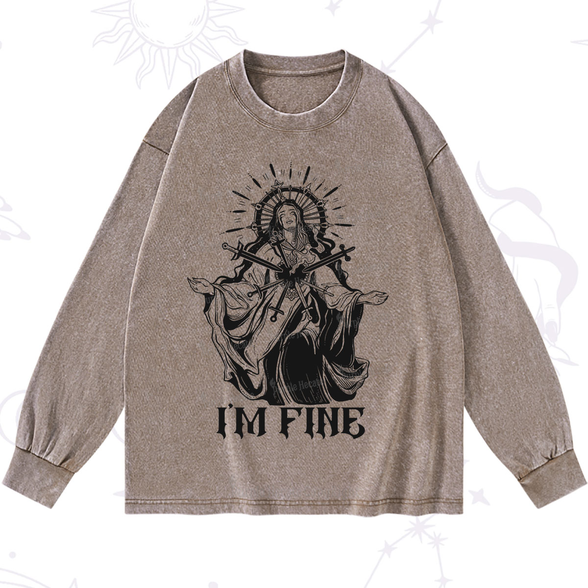 Purplehecate I'm Fine Washed Long Sleeve Shirt