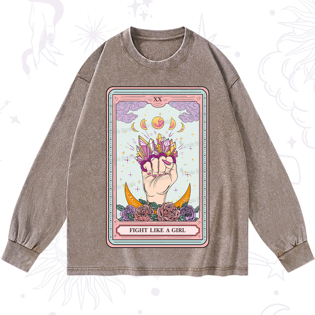 Purplehecate The Fight Like A Girl Tarot Washed Long Sleeve Shirt