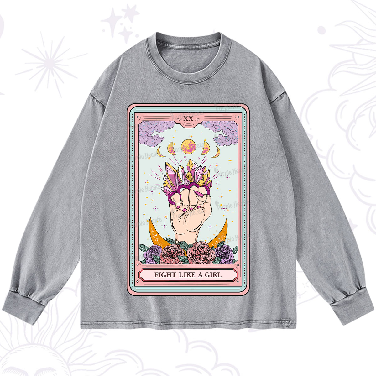 Purplehecate The Fight Like A Girl Tarot Washed Long Sleeve Shirt