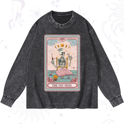 Purplehecate The Vet Tech Tarot Card Washed Long Sleeve Shirt