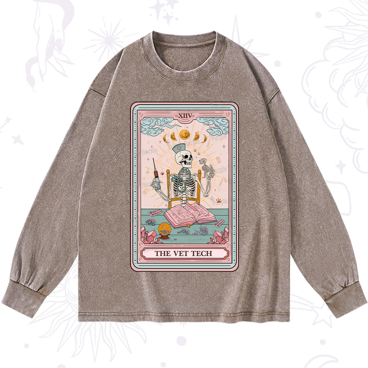 Purplehecate The Vet Tech Tarot Card Washed Long Sleeve Shirt