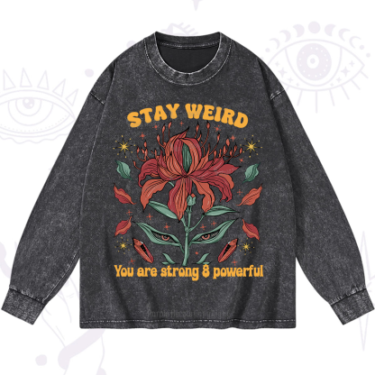 Purplehecate Stay Weird Floral Washed Long Sleeve Shirt