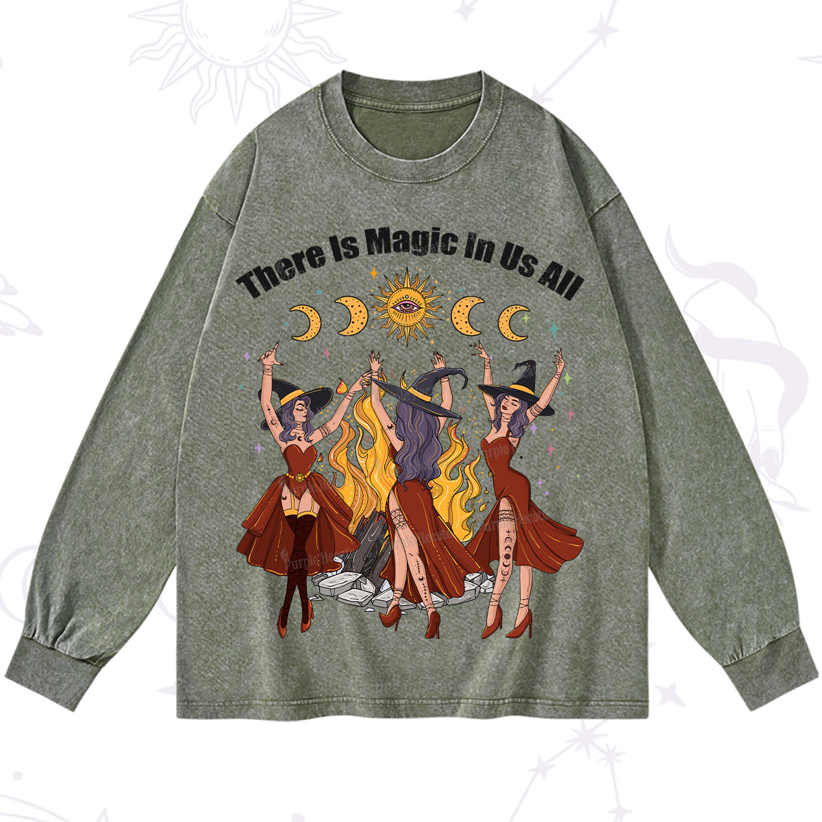 Purplehecate There Is Magic In Us All Washed Long Sleeve Shirt