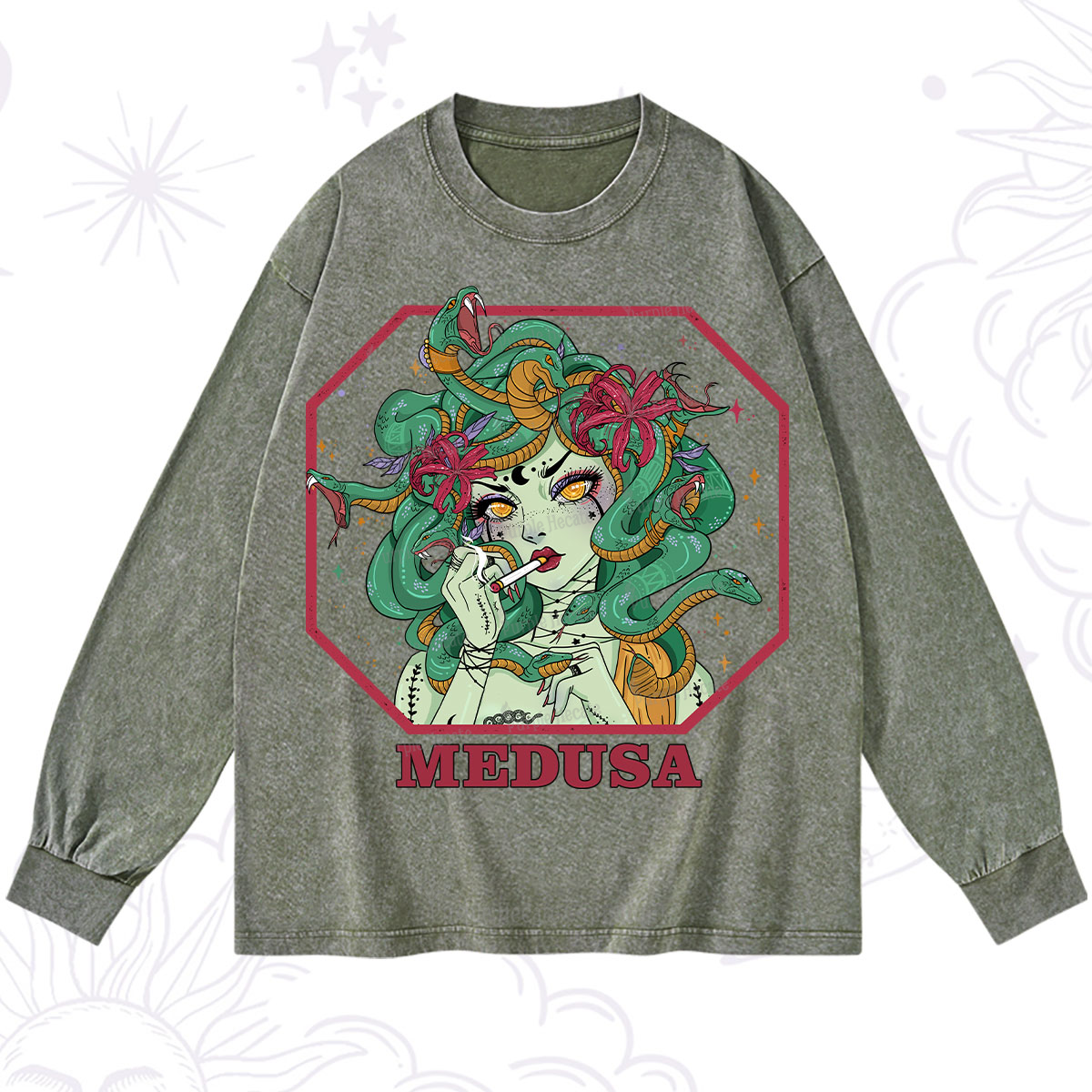 Purplehecate The Greek Goddess Medusa Washed Long Sleeve Shirt