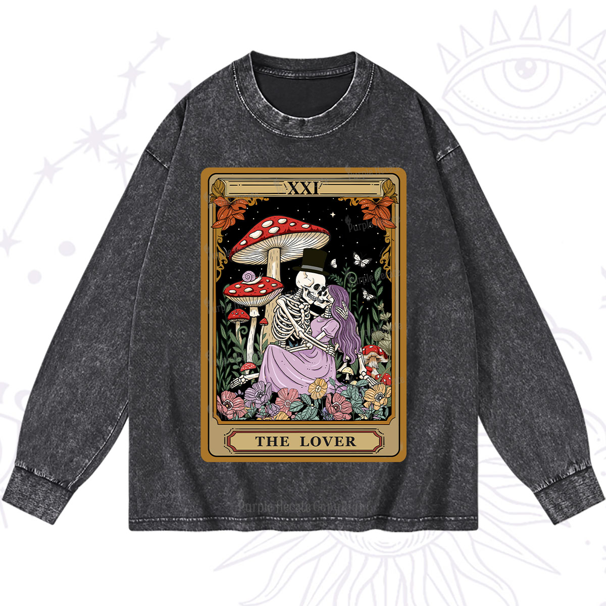 Purplehecate The Vintage Lover Tarot Washed Long Sleeve Shirt