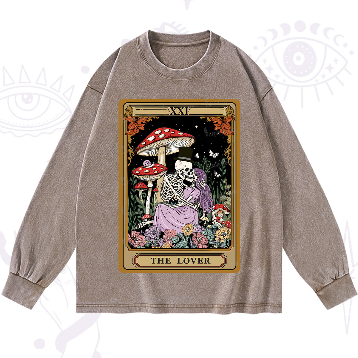 Purplehecate The Vintage Lover Tarot Washed Long Sleeve Shirt