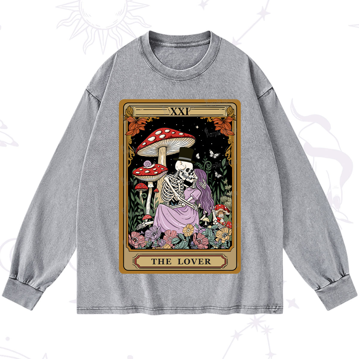 Purplehecate The Vintage Lover Tarot Washed Long Sleeve Shirt
