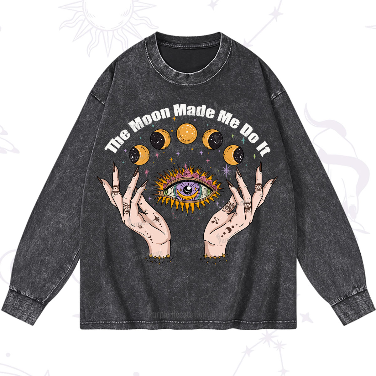 Purplehecate The Moon Made Me Do It Washed Long Sleeve Shirt