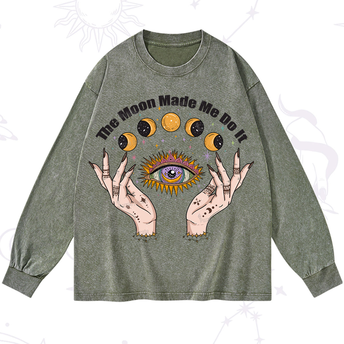 Purplehecate The Moon Made Me Do It Washed Long Sleeve Shirt