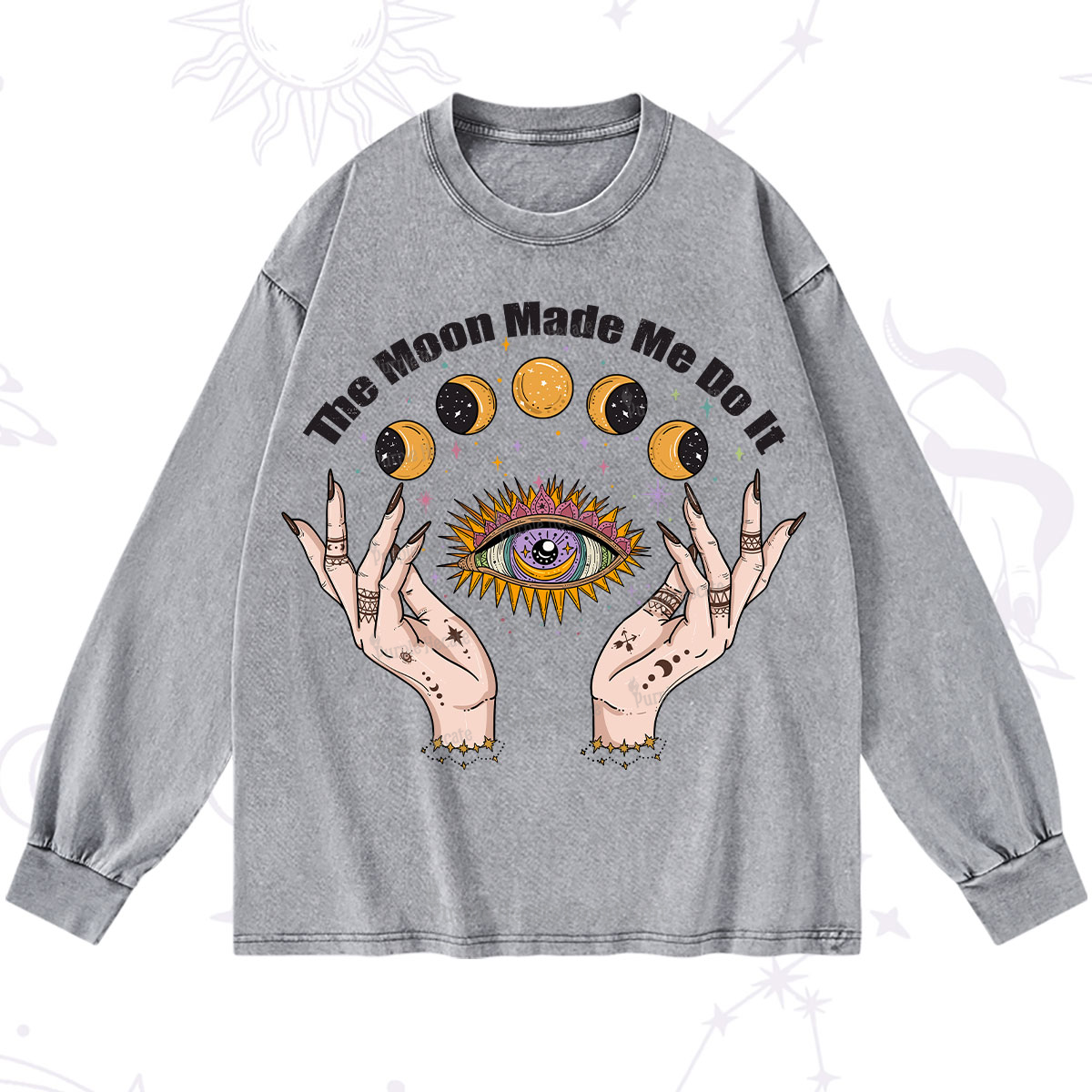 Purplehecate The Moon Made Me Do It Washed Long Sleeve Shirt