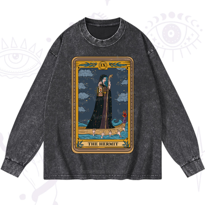 Purplehecate The Hermit Goddess Tarot Washed Long Sleeve Shirt