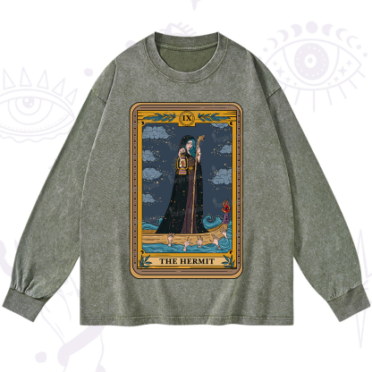 Purplehecate The Hermit Goddess Tarot Washed Long Sleeve Shirt