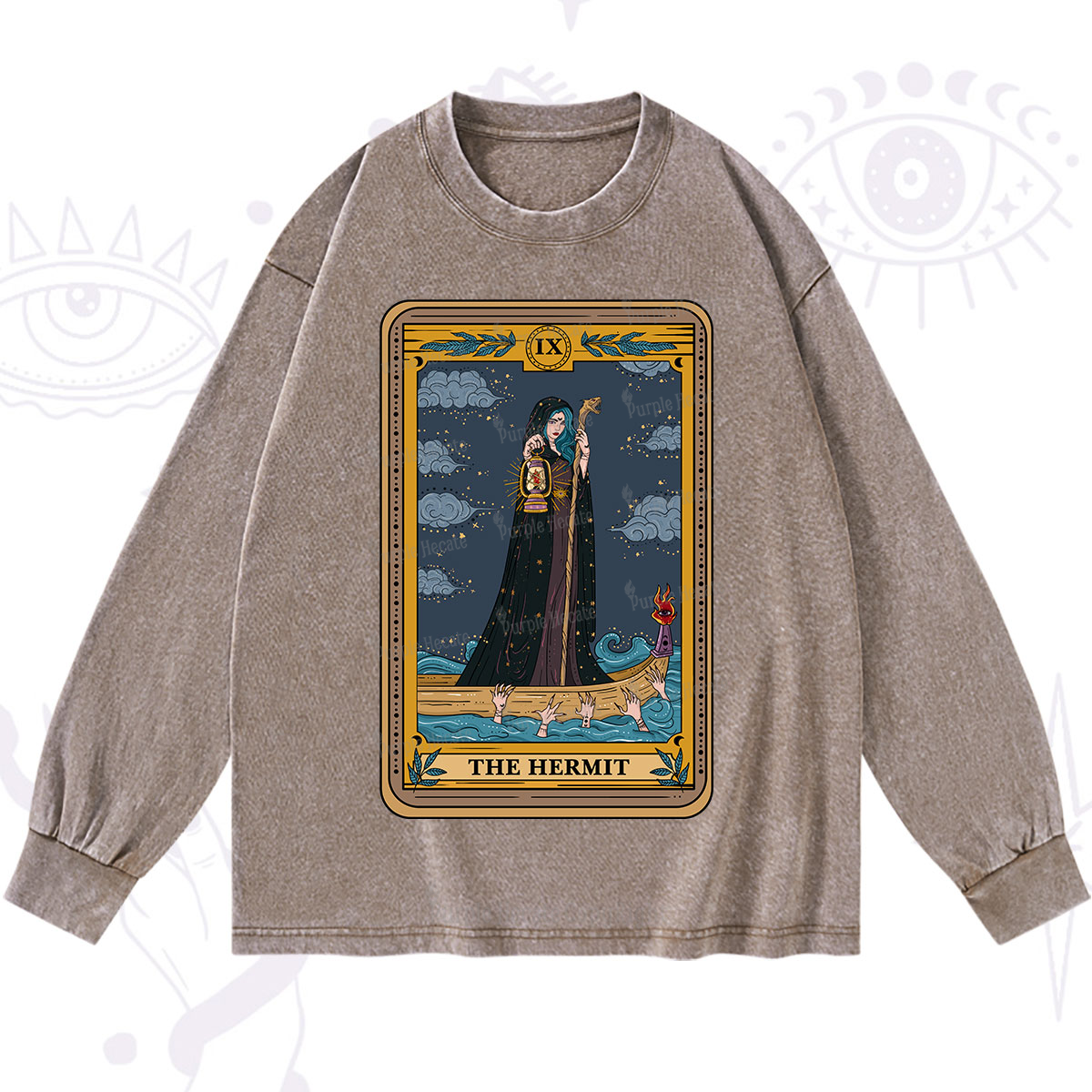 Purplehecate The Hermit Goddess Tarot Washed Long Sleeve Shirt