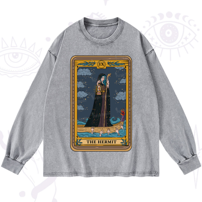 Purplehecate The Hermit Goddess Tarot Washed Long Sleeve Shirt