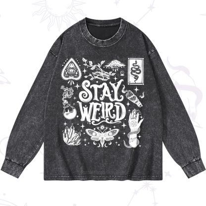 Purplehecate Stay Weird and Witchy Washed Long Sleeve Shirt