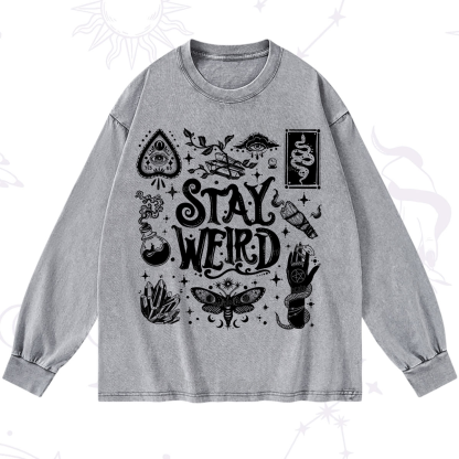 Purplehecate Stay Weird and Witchy Washed Long Sleeve Shirt