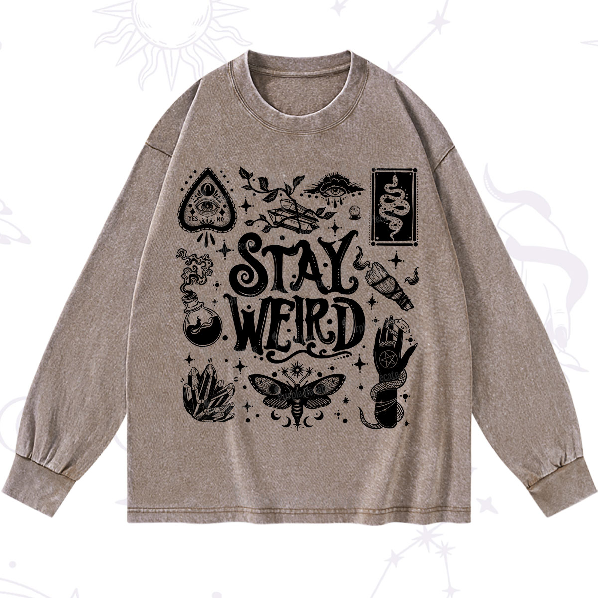 Purplehecate Stay Weird and Witchy Washed Long Sleeve Shirt