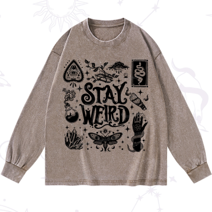 Purplehecate Stay Weird and Witchy Washed Long Sleeve Shirt