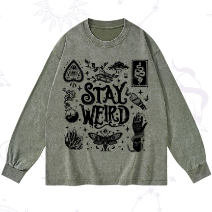 Purplehecate Stay Weird and Witchy Washed Long Sleeve Shirt