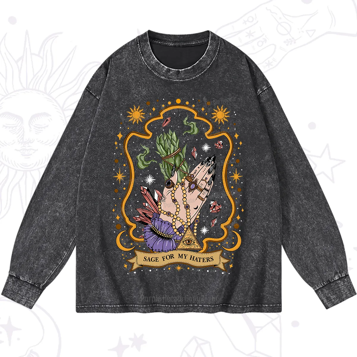 Purplehecate Sage For My Haters Washed Long Sleeve Shirt