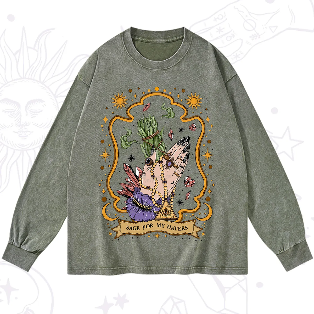 Purplehecate Sage For My Haters Washed Long Sleeve Shirt