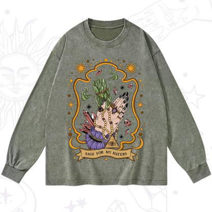 Purplehecate Sage For My Haters Washed Long Sleeve Shirt