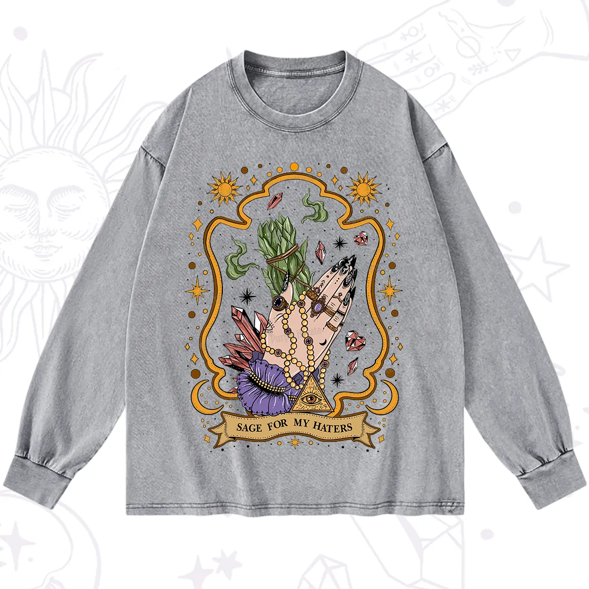 Purplehecate Sage For My Haters Washed Long Sleeve Shirt