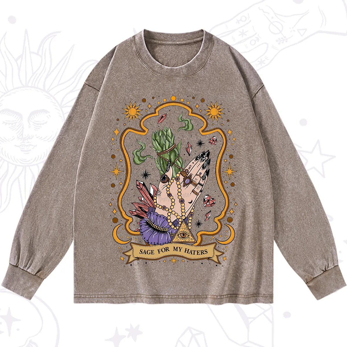 Purplehecate Sage For My Haters Washed Long Sleeve Shirt