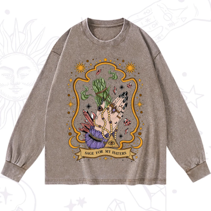 Purplehecate Sage For My Haters Washed Long Sleeve Shirt