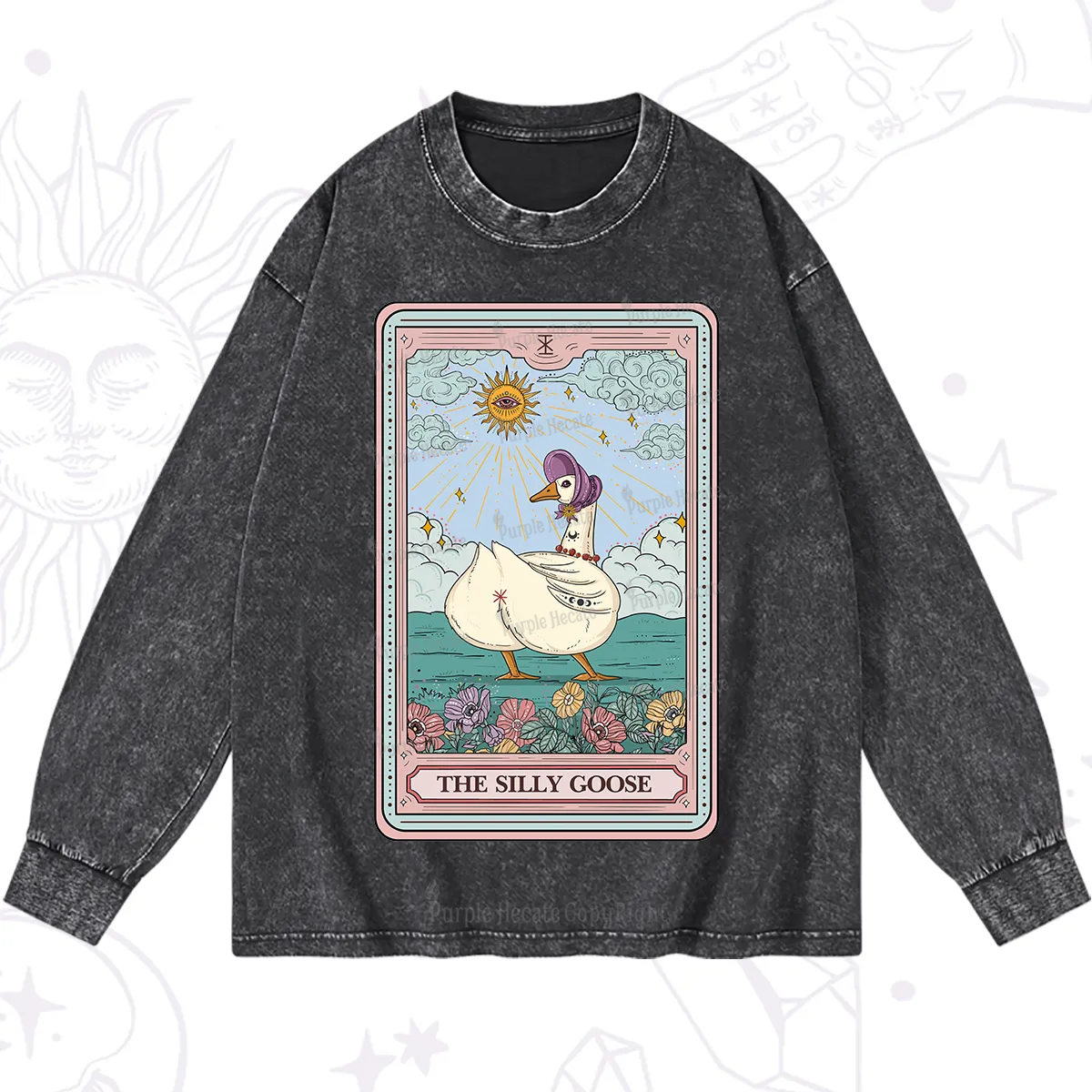 Purplehecate The Silly Goose Tarot Washed Long Sleeve Shirt